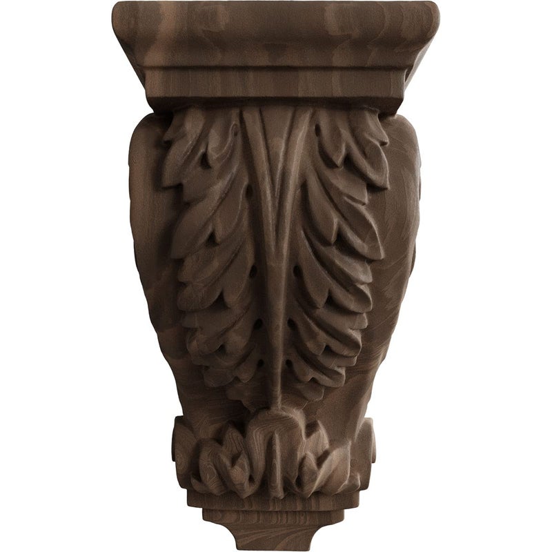 Ekena Millwork 3 1/2""W x 4""D x 7""H Small Acanthus Wood Corbel, Walnut - Image 2